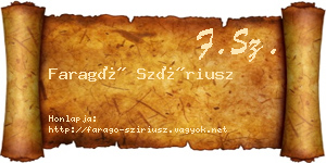 Faragó Szíriusz névjegykártya